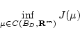 \begin{displaymath}
\inf_{\mu\in C(B_D,{\bf R}^m)}J(\mu)
\end{displaymath}