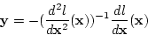\begin{displaymath}
{\bf y}=-(\frac{d^2 l}{d {\bf x}^2}({\bf x}))^{-1}\frac{d l}{d {\bf x}}({\bf x})\end{displaymath}