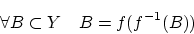 \begin{displaymath}\forall B \subset Y \quad B=f(f^{-1}(B))\end{displaymath}