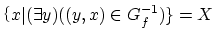 $x\vert(\exists y)((y,x)\in G_{f}^{-1})\} =X$