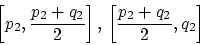 \begin{displaymath}\left[p_2,\frac{p_2 + q_2}{2}\right],
\, \left[\frac{p_2 + q_2}{2}, q_2\right]\end{displaymath}